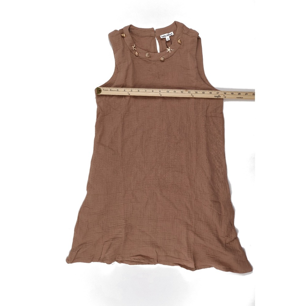 Kathy Ireland Shift Dress Coastal Charm Brown Gauze Small NWT - Picture 4 of 7